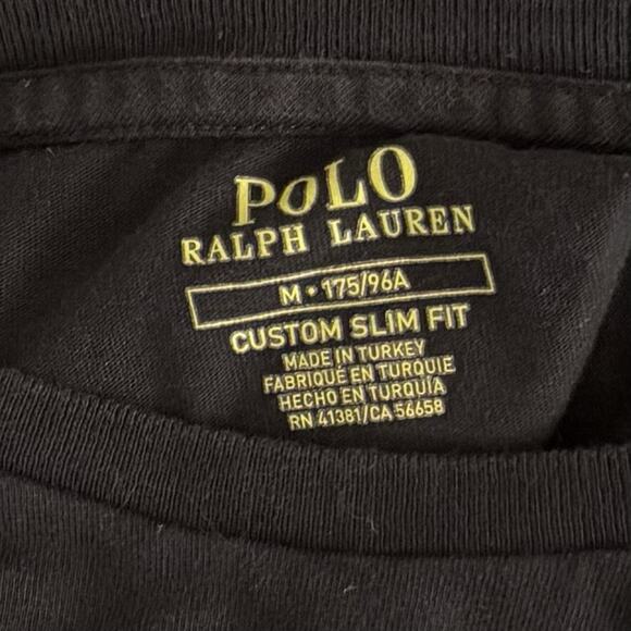 Polo Ralph Lauren Men’s Size M Black Slim Fit Tee T-Shirt Pony Logo 100% Cotton - Picture 3 of 5